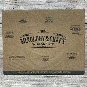 Mixology & Craft Whiskey Set Old Fashioned Glasses Granite Stone Coasters 🆕 NEW